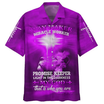 UniJames Lion Way Maker Miracle Worker Promise Keeper Light In The Darkness My God That Is Who You Are Jesus Hawaiian Shirt - Best Hawaiian Shirts - Christian Hawaiian Shirt