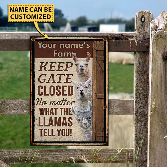 uni Customized Name LLAMA LOVERS KEEP GATE CLOSED All Printed 3D Metal Sign