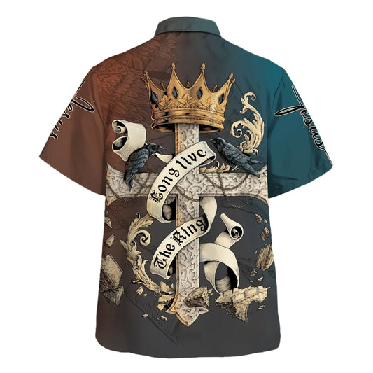 UniJames Long Live The King Hawaiian Shirt - Christian Hawaiian Shirt - Best Hawaiian Shirts