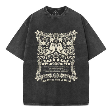 Look At The Birds Of The Air Christian Washed TShirt  