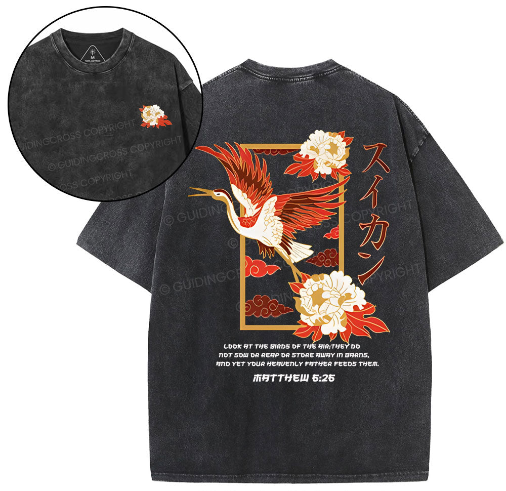 Look At The Birds  Christian Washed T-Shirt Sale - GuidingCross