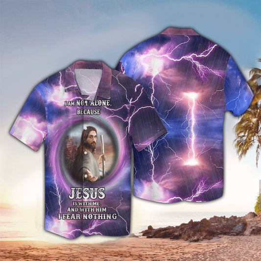 UniJames Lord Jesus Is With Me Light Thunder Hawaiian Shirt - Christian Hawaiian Shirts For Men & Women