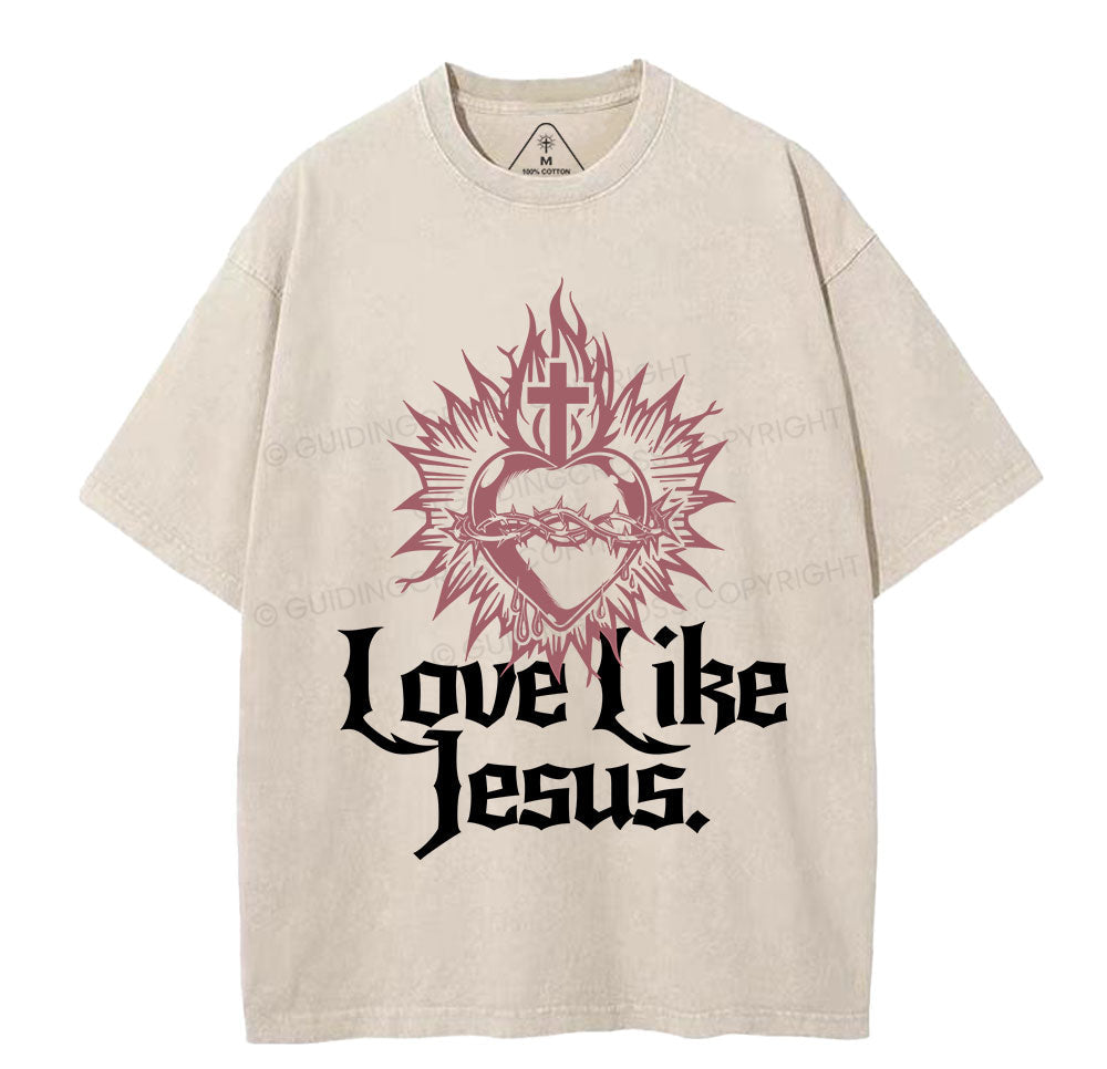 Love Like Jesus Sacred Heart Christian Washed TShirt  