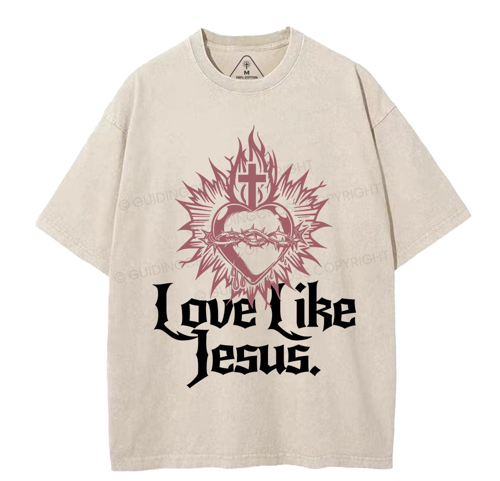 Love Like Jesus Sacred Heart Christian Washed TShirt  