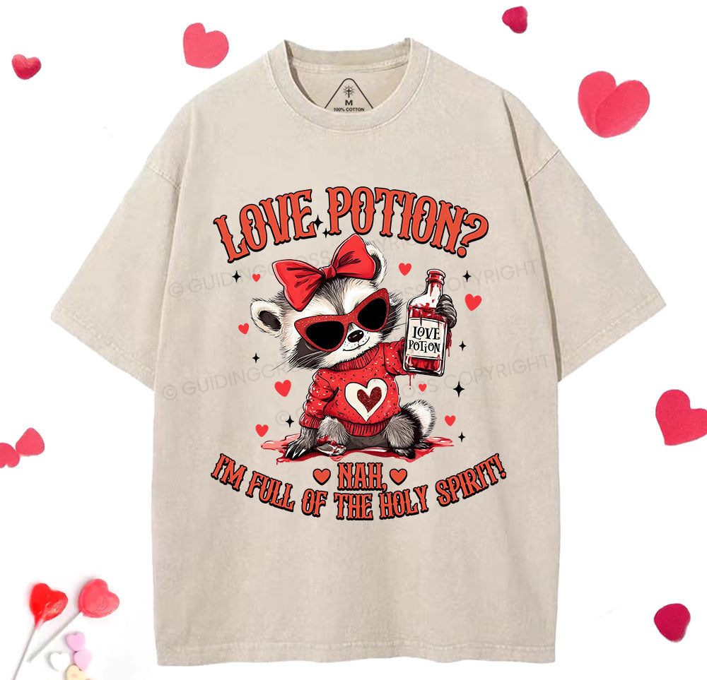 Love Potion Nah I'm Full Of The Holy Spirit Christian Washed TShirt  