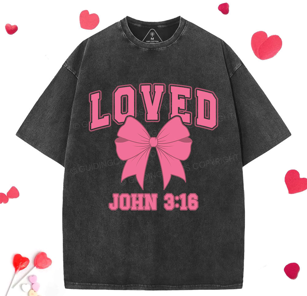 Loved Bow Coquette Christian Washed TShirt  