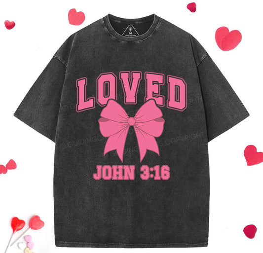 Loved Bow Coquette Christian Washed TShirt  