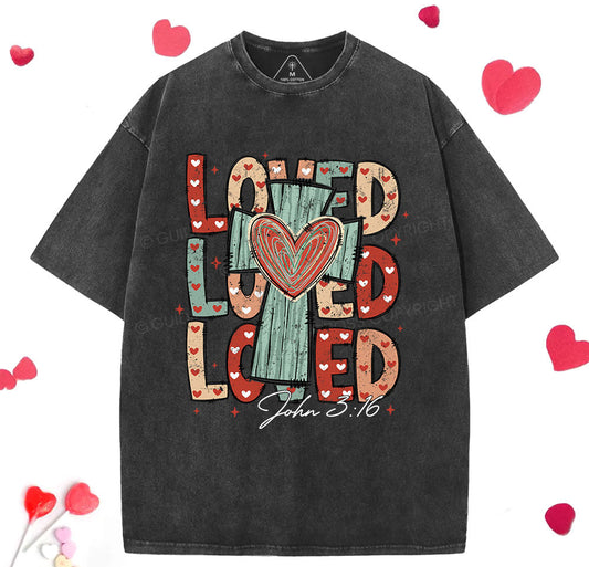 Loved Cross Christian Washed TShirt  