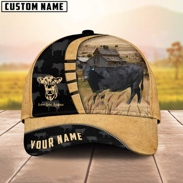 Uni Custom Name Lowline angus Cattle Farmhouse Field Cap TT23