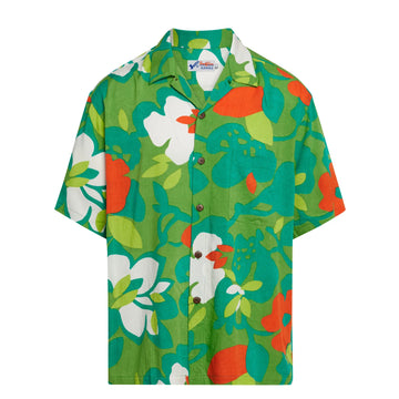 UniJames Men's Retro Shirt - Hau Flower Green Short Sleeve Hawaiian Shirt
