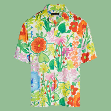 UniJames Men's Retro Shirt - May Flowers Short Sleeve Hawaiian Shirt