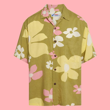 UniJames Men's Retro Shirt - Tradewinds Olive Short Sleeve Hawaiian Shirt