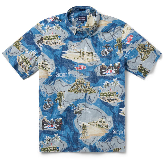UniJames MARINES: SEMPER FI Short Sleeve Button Down For Men