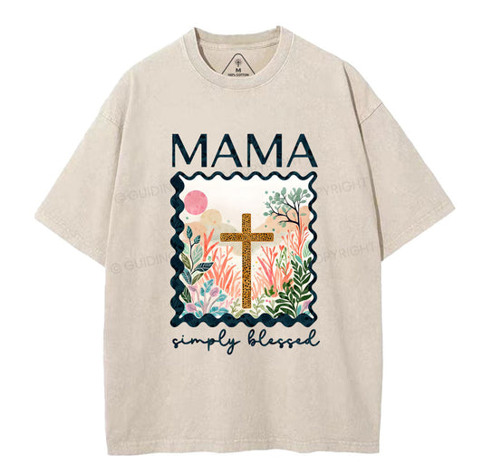 MAMA Simple Blessed Christian Washed TShirt  