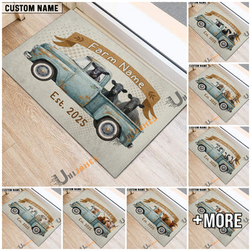 Uni Welcome to Our Farm Personalized Cow Truck Doormat (12 Cattle Breeds)