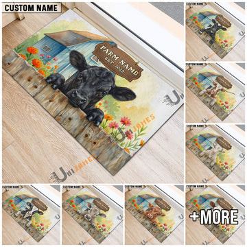 Uni Personalized Country Cutie Farm Custom Cow Welcome Mat (10 Cattle Breeds)