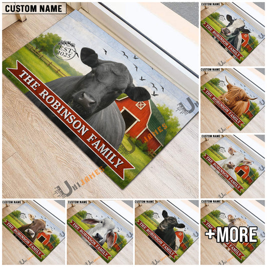Uni Personalized Welcome to the Farm Cow Doormat (10 Cattle Breeds)
