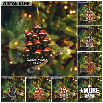 Uni Personalized Farm Name & Year Cow Christmas Tree Acrylic Ornament (14 Breed Options)