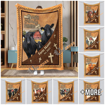 Uni Personalized Faith, Family & Farming Farm Blanket (10 Cattle Breeds)