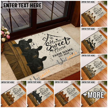 Uni Personalized Three Cows Home Sweet Home Doormat (10 Cattle Breeds)