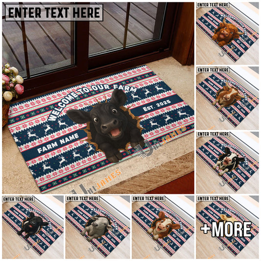 Uni Personalized Funny Cow Welcome To Our Farm Doormat
