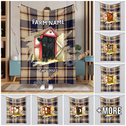 Uni Personalized Farm Name & Established Year Barn Door Blanket (10 Cattle Breeds)