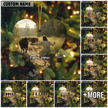 Uni Personalized Cows Farm Heart Acrylic Ornament (14 Breed Options)
