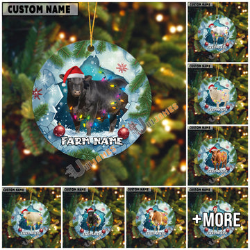 Uni Personalized Farmhouse Cow Acrylic Ornament (14 Breed Options)