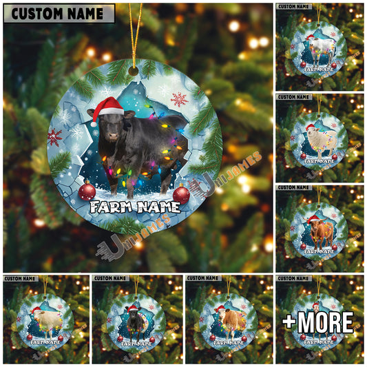 Uni Personalized Farmhouse Cow Acrylic Ornament (14 Breed Options)