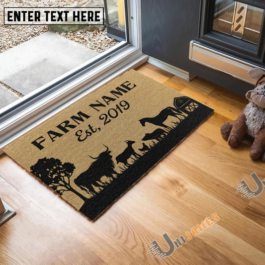 Uni Farm Animal Custom Farm Name Custom Year Coir Doormat