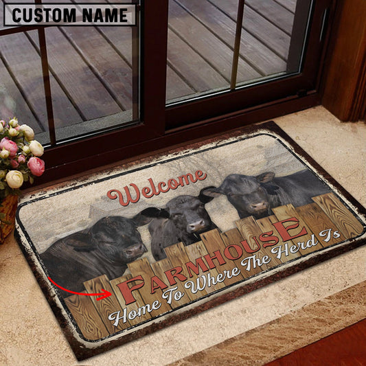 Uni Black Sim Angus Personalized - Welcome  Doormat