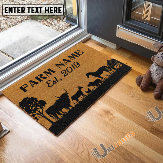 Uni Farm Animal Custom Farm Name Custom Year Coir Doormat