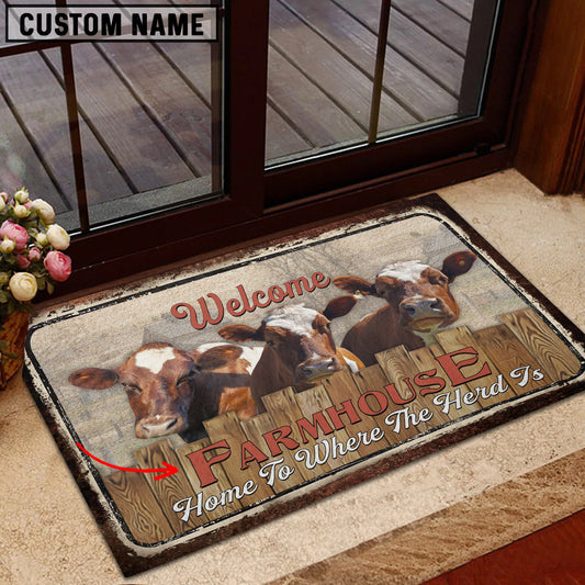 Uni Ayrshires Custom Name- Home To Where The Herd Is FarmHouse Doormat