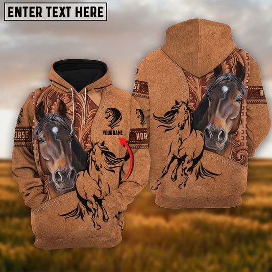 Uni Custom Name Horse Light Brown 3D Printed Hoodie