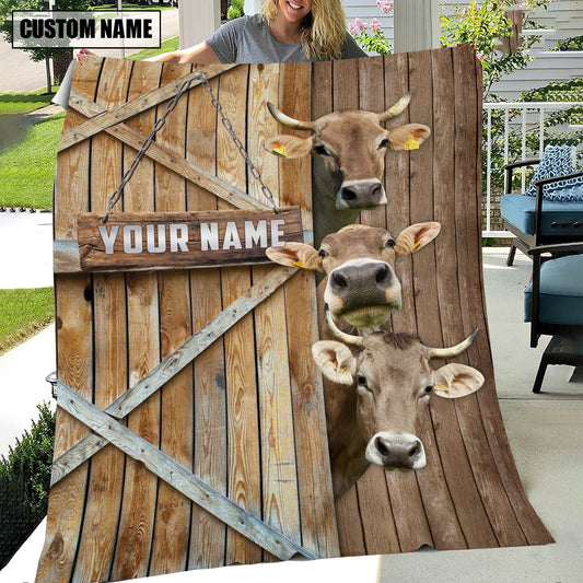 Uni Personalized Name Brown Swiss Barn Blanket