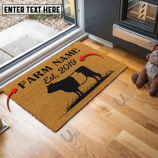 Uni Belted Galloway Custom Farm Name Custom Year Coir Doormat