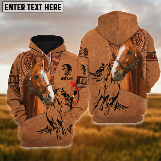Uni Custom Name Horse Light Brown 3D Printed Hoodie