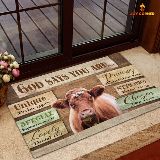 God Says You Are - Shorthorn Cattle Doormat