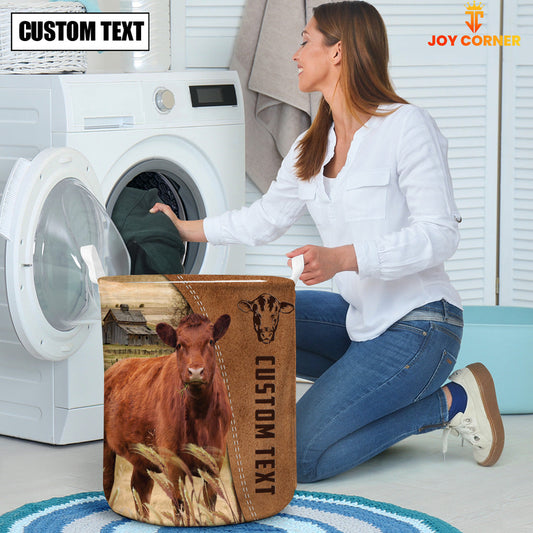 Uni Red Angus Brown Farm Custom Name Laundry Basket