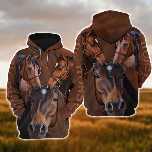 Uni Horse Lover Brown 3D Hoodie