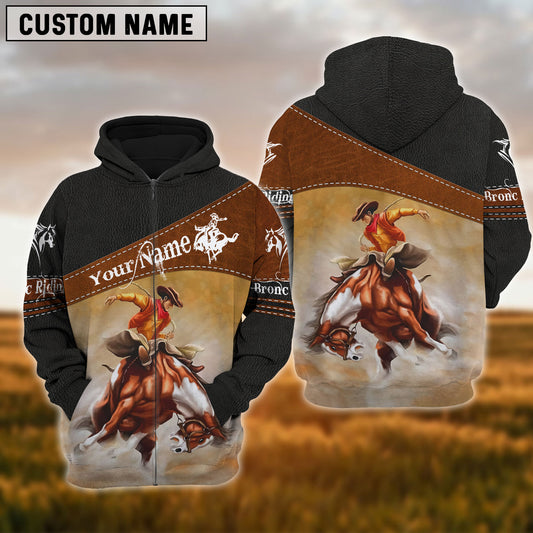 Uni Bronc Riding Custom Name Printed 3D Black Hoodie