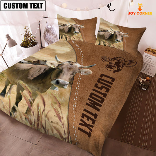 Uni Custom Name Brown Swiss Cattle Brown Bedding Set