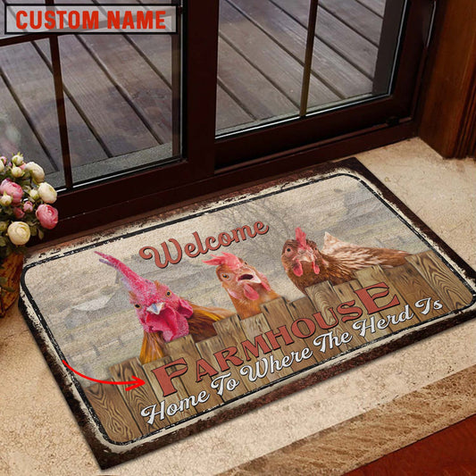 Uni Chicken Welcome Custom Name Doormat