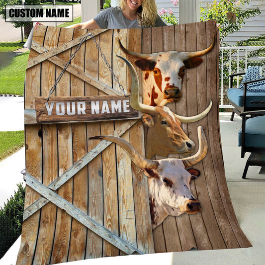 Uni Personalized Name Texas Longhorn Barn Blanket