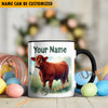 Uni Red Angus Personalized Name Two Tone Mug