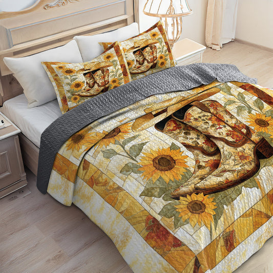 Uni All Season Quilt 3-Piece Set Sunflower Cowboy Boot