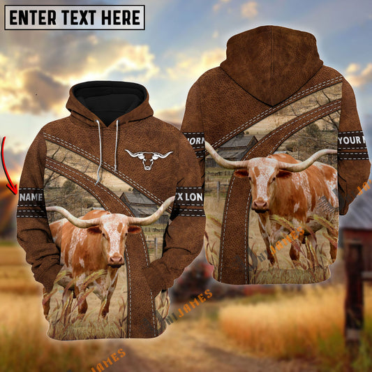 Uni Texas Longhorn Custom Name On Sleeve 3D Hoodie