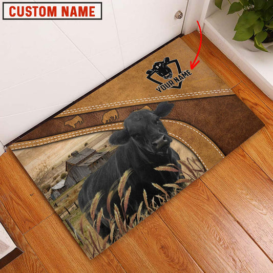 Uni Black Angus Personalized - Welcome  Doormat
