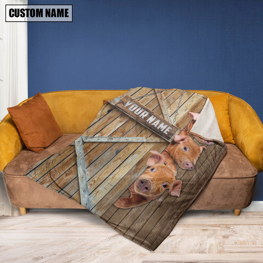 Uni Personalized Name Pig Brown Barn Blanket