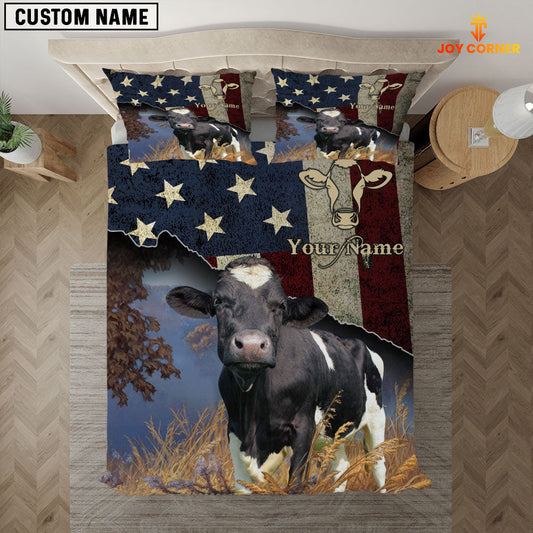 Uni Holstein America Customized Name 3D Bedding Set